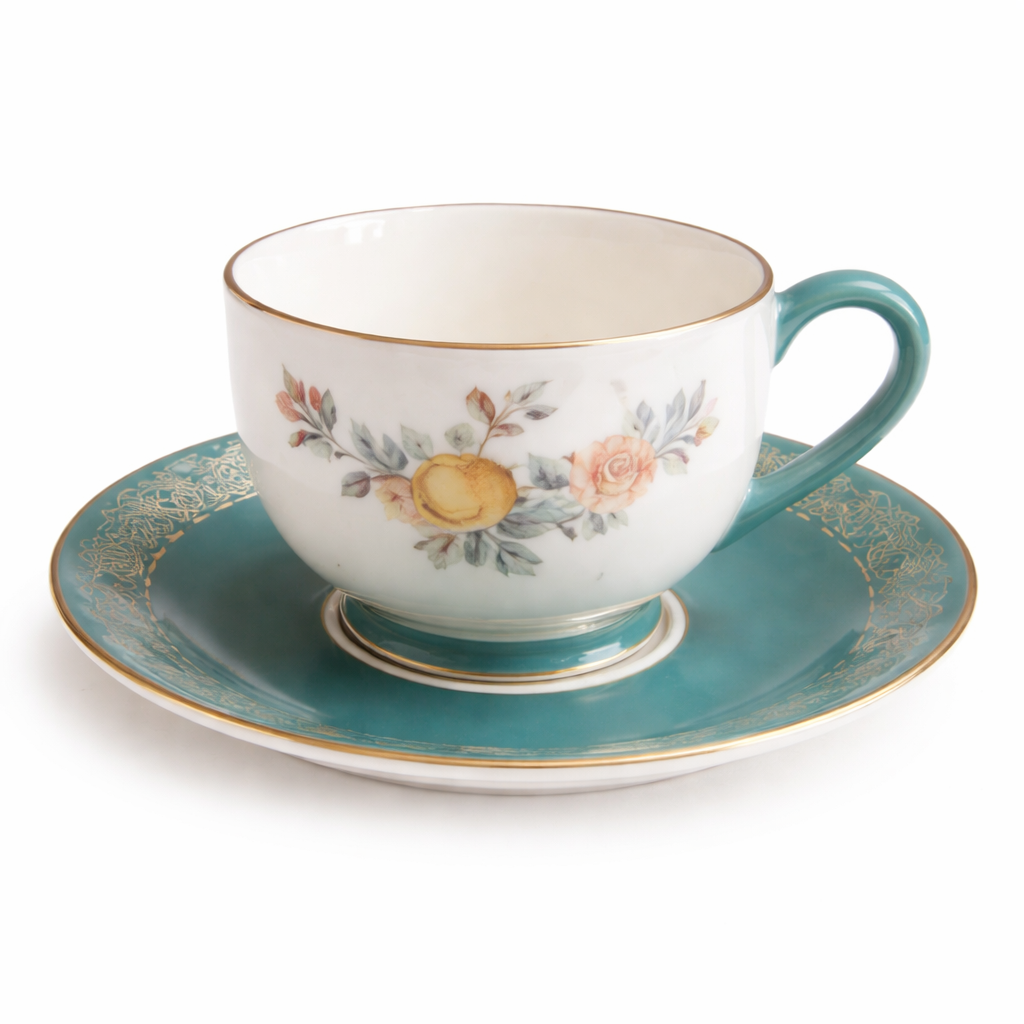 Elegant Porcelain Tea Cup and Saucer Set