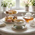 Elegant Green and Gold Porcelain Teacup & Saucer Set