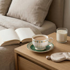 Elegant Green and Gold Porcelain Teacup & Saucer Set