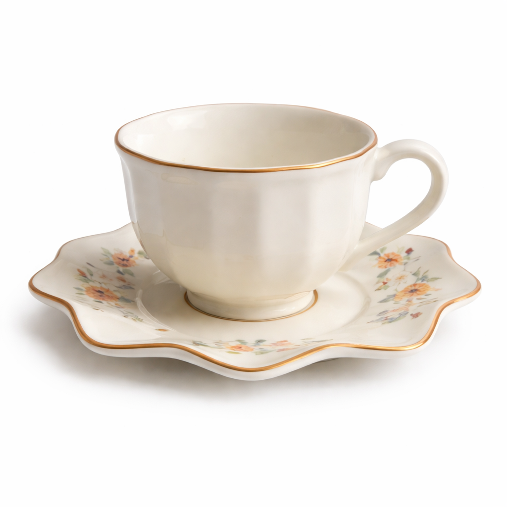 Floral Elegance Porcelain Teacup & Saucer Set