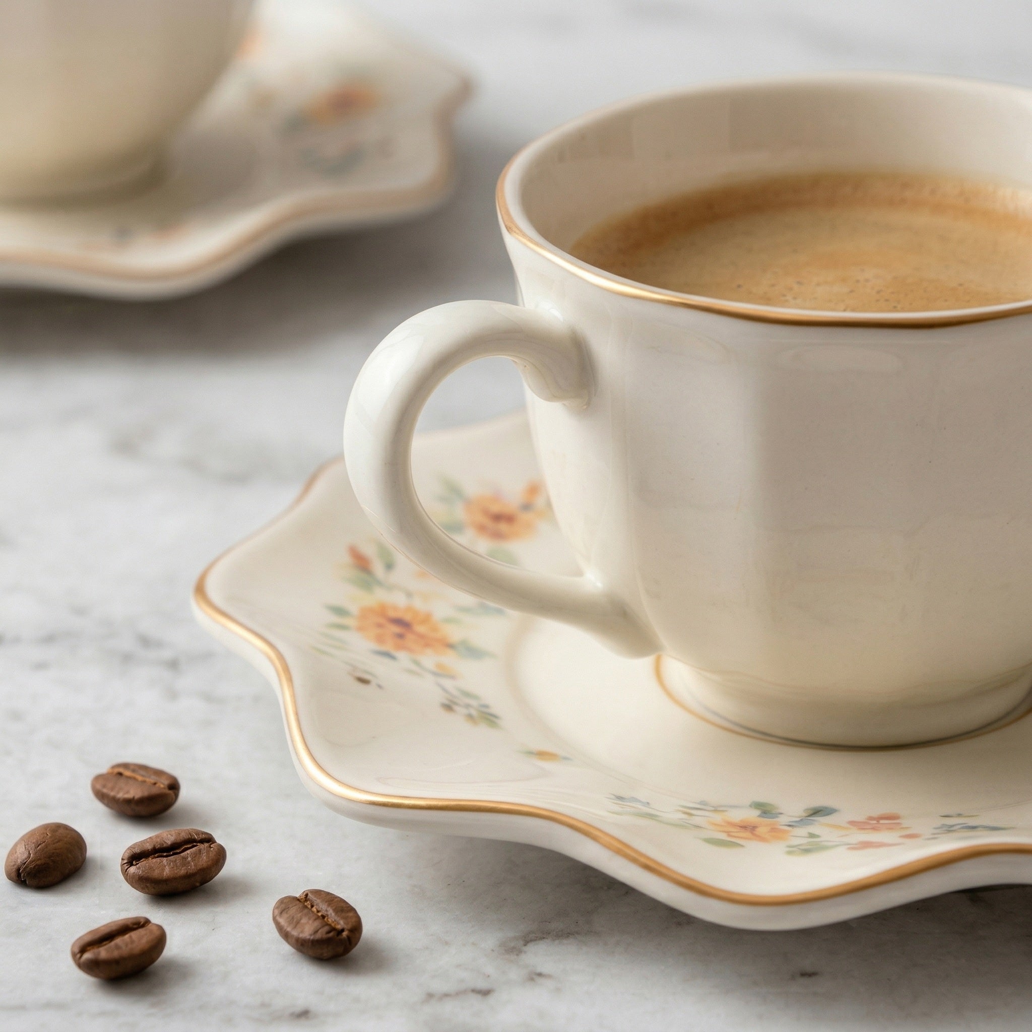 Floral Elegance Porcelain Teacup & Saucer Set