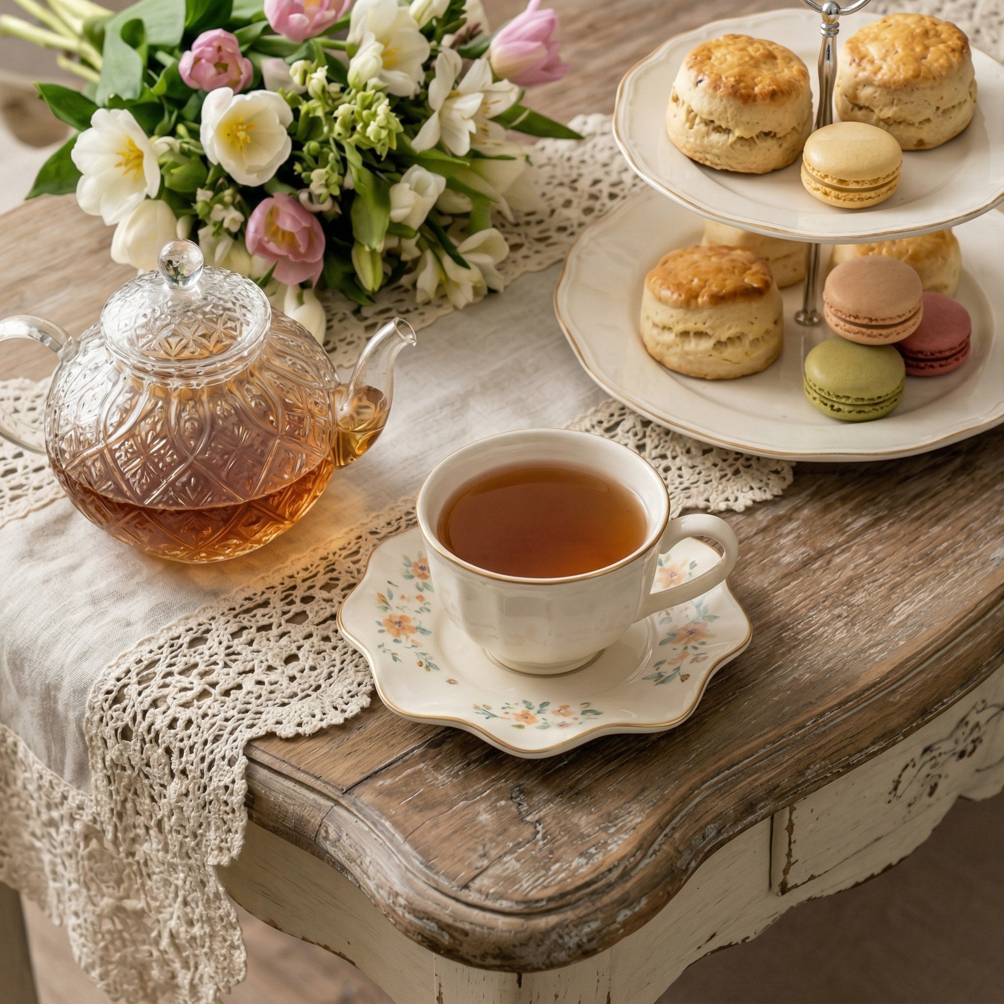 Floral Elegance Porcelain Teacup & Saucer Set