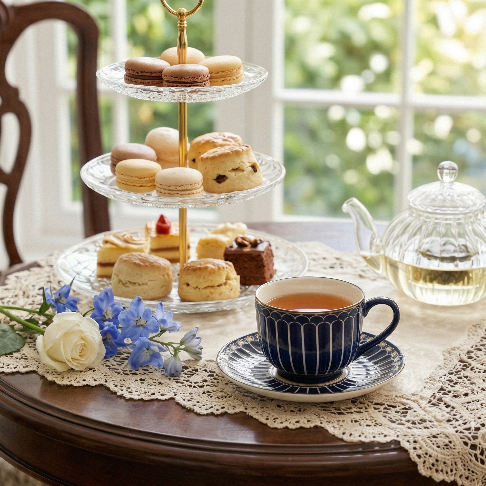 Classic Navy Porcelain Teacup & Saucer Set