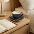 Classic Navy Porcelain Teacup & Saucer Set