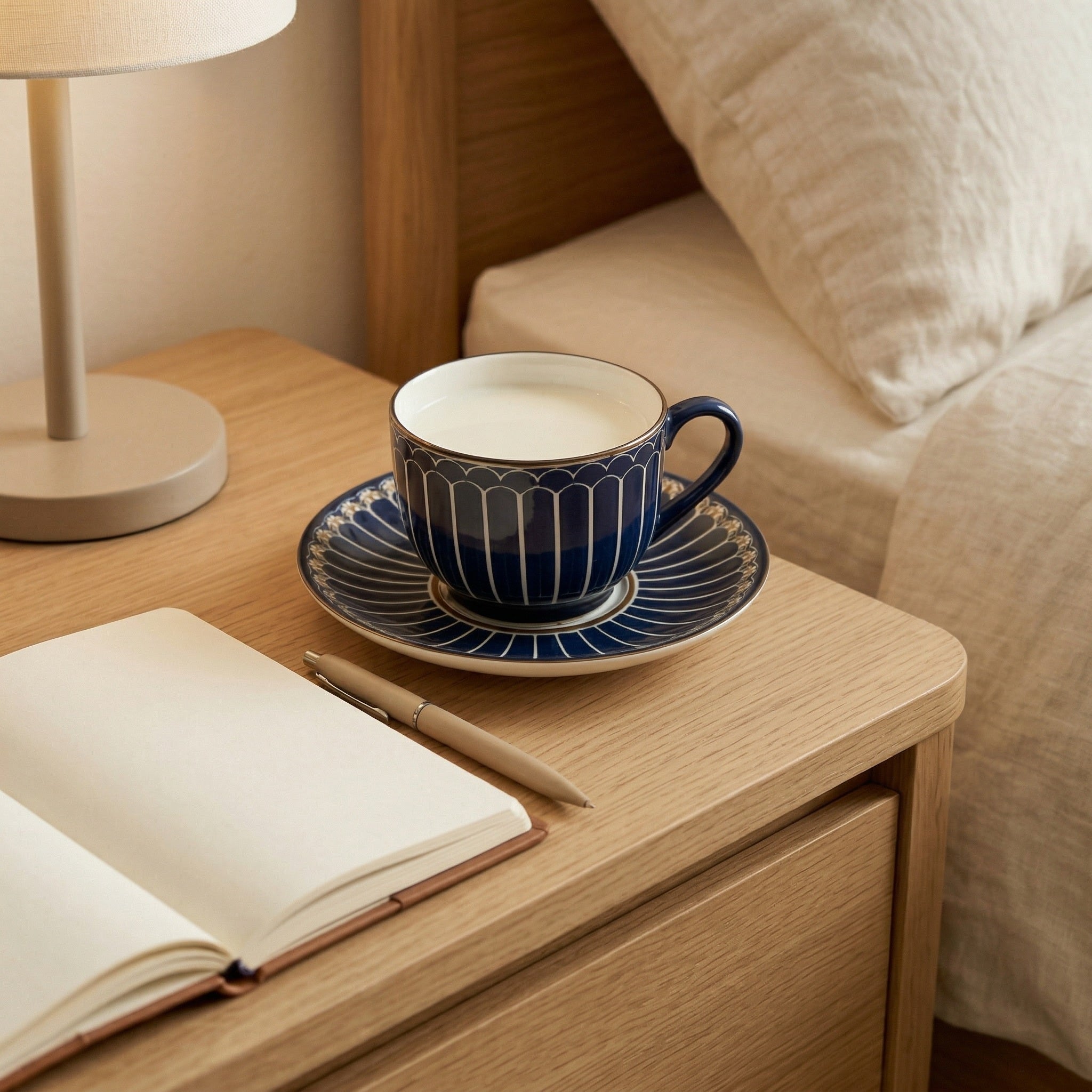 Classic Navy Porcelain Teacup & Saucer Set