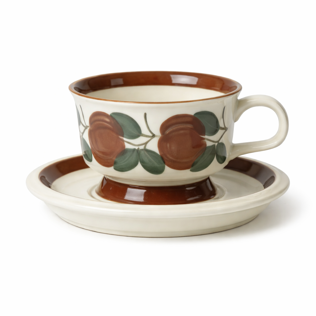 Rustic Floral Porcelain Teacup & Saucer Set