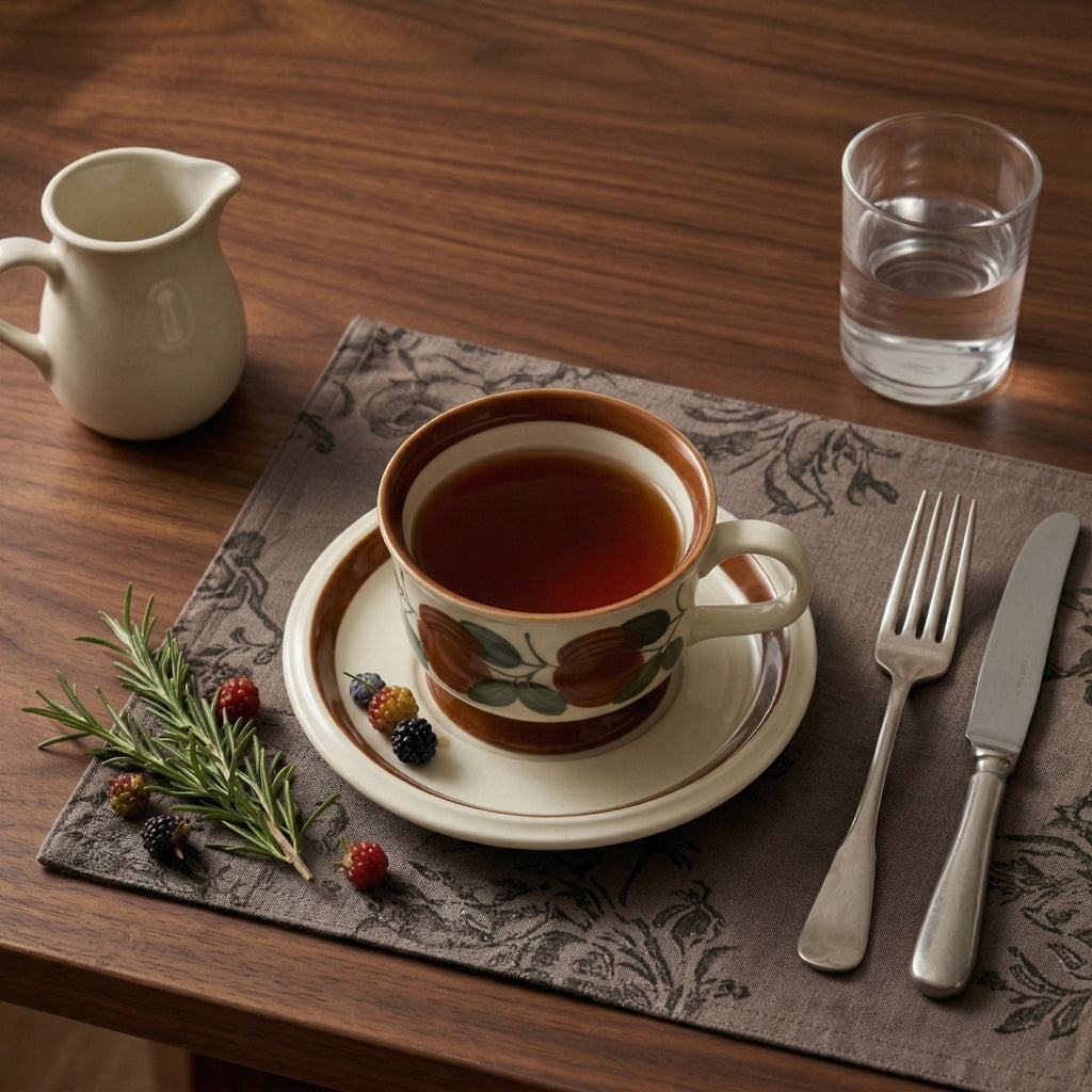 Rustic Floral Porcelain Teacup & Saucer Set