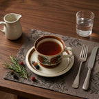 Rustic Floral Porcelain Teacup & Saucer Set