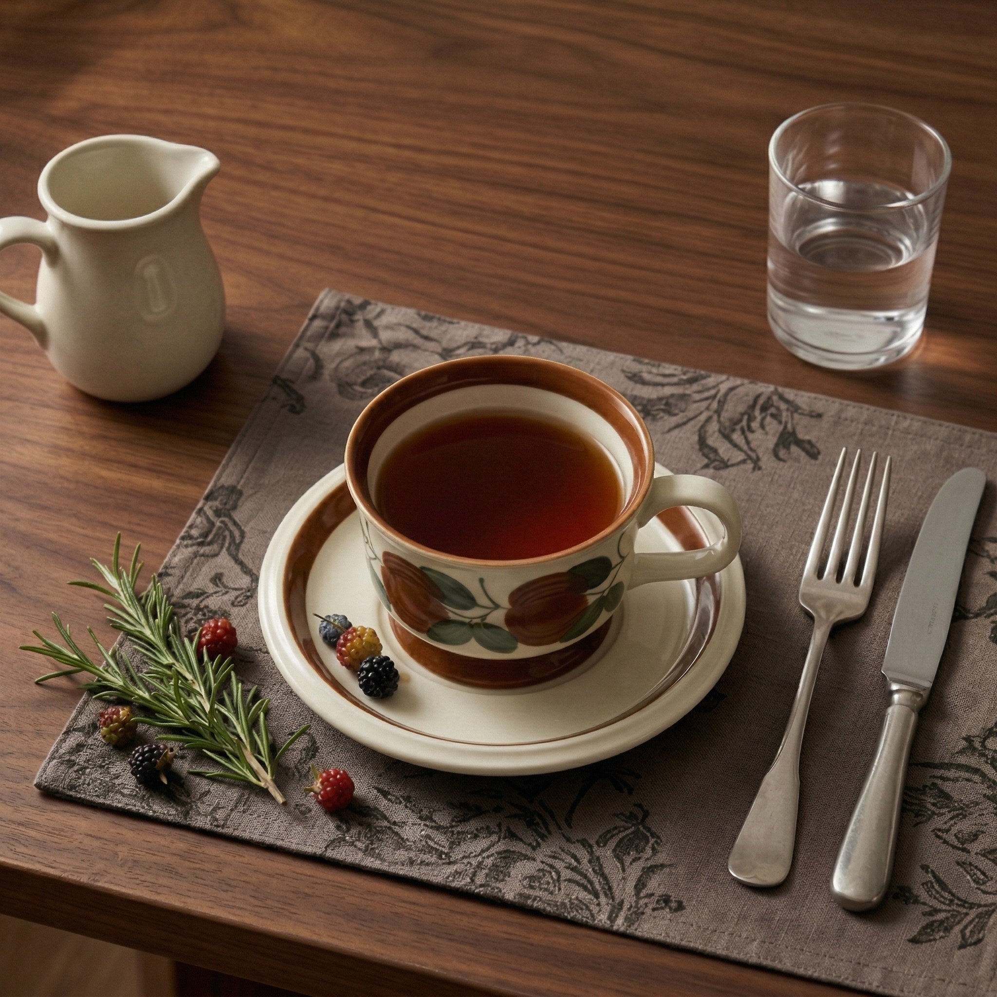 Rustic Floral Porcelain Teacup & Saucer Set