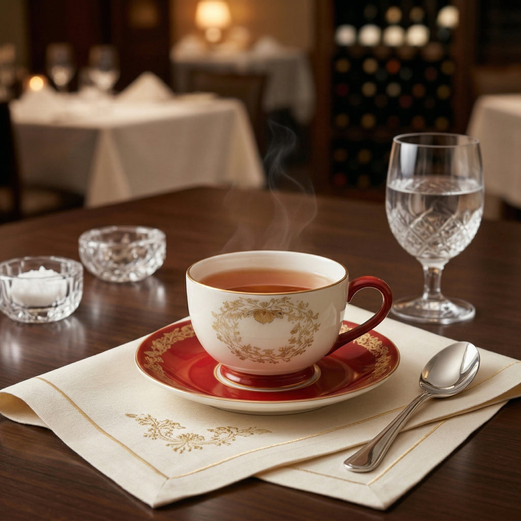 Classic Red and Gold Tea Cup and Saucer Set