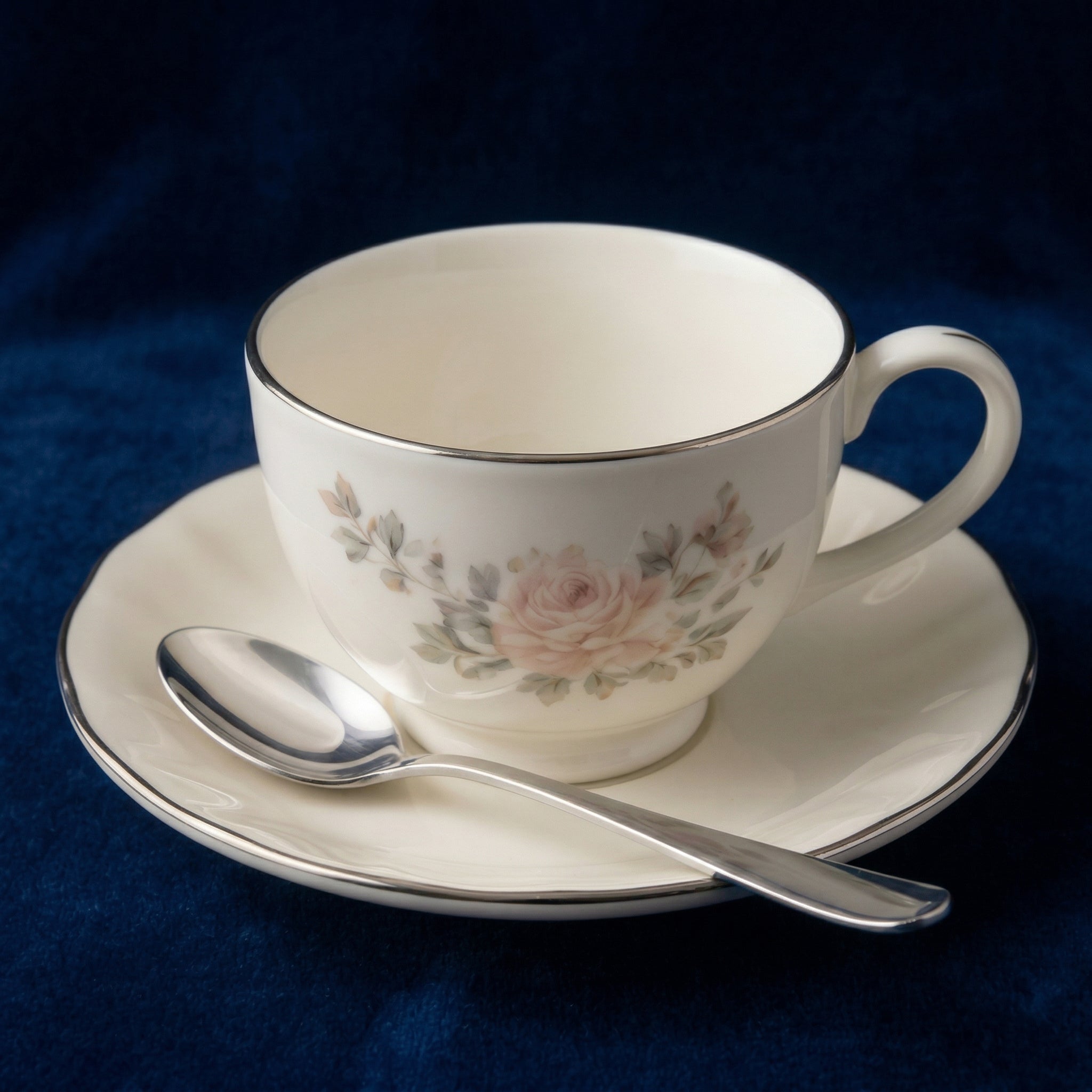 Vintage Rose Porcelain Teacup & Saucer Set