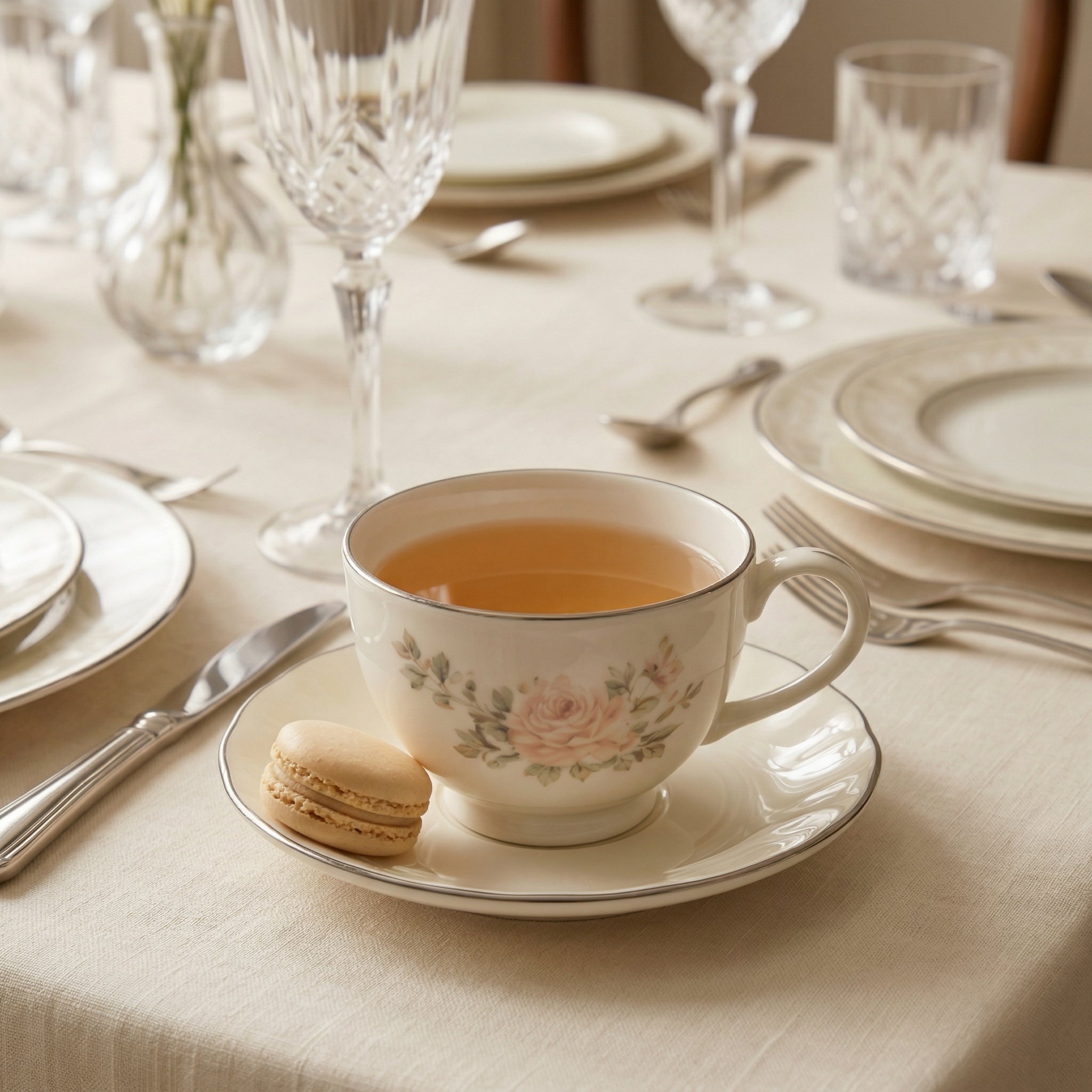 Vintage Rose Porcelain Teacup & Saucer Set