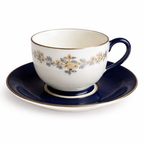 Blue Floral Porcelain Teacup & Saucer Set