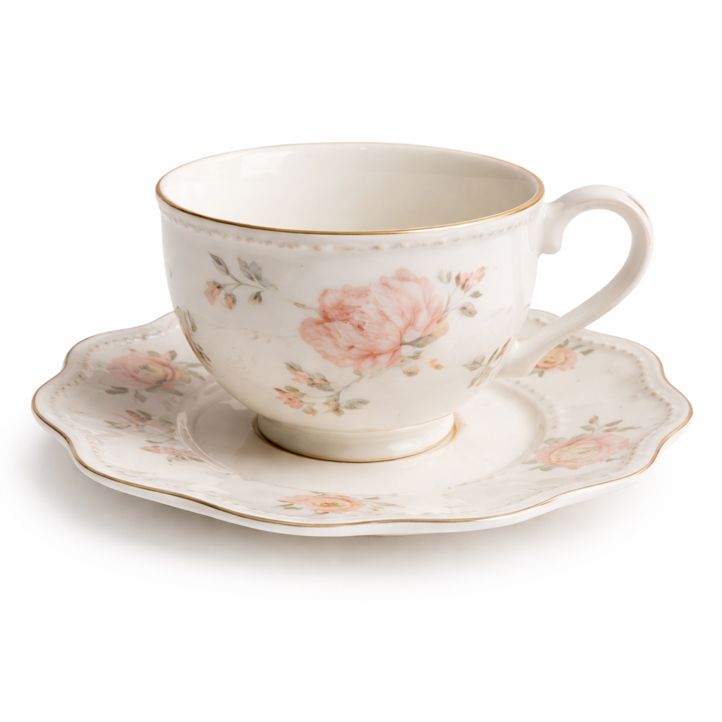 Elegant Rose Porcelain Teacup & Saucer Set