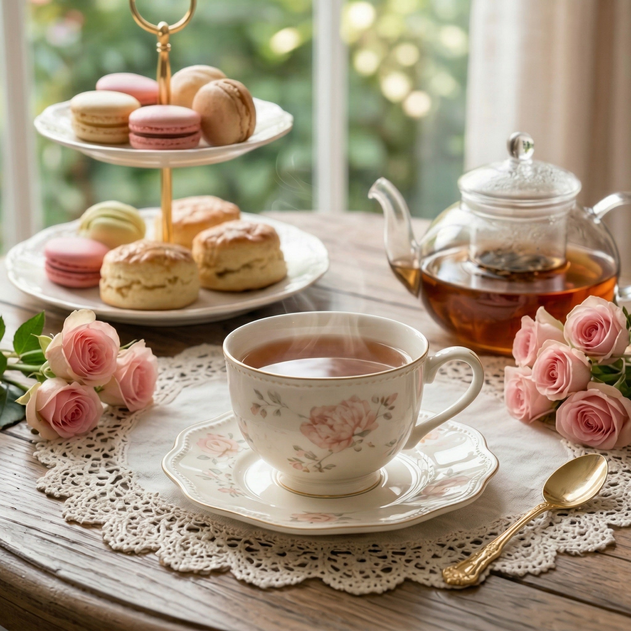 Elegant Rose Porcelain Teacup & Saucer Set